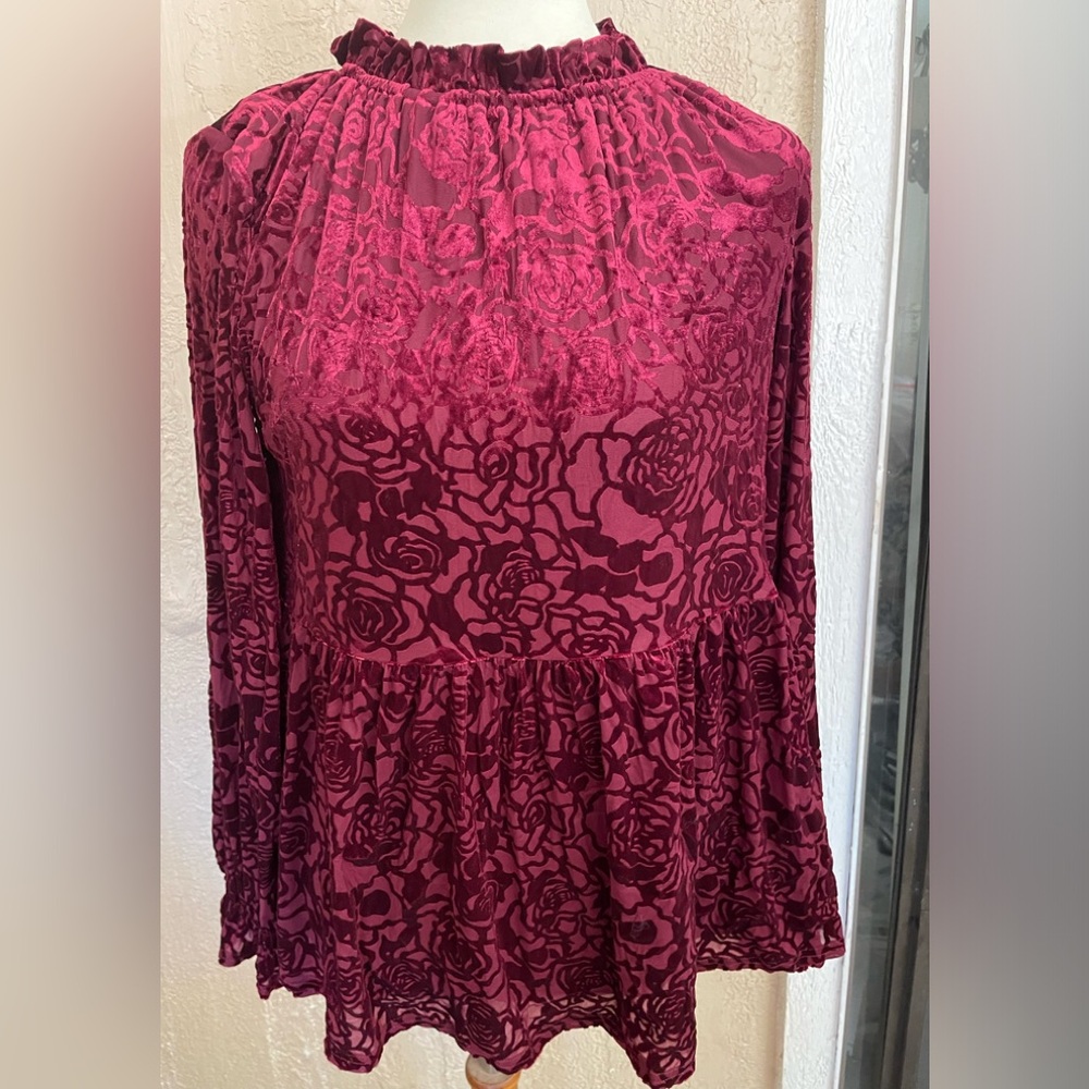 Burgundy Flocked Top